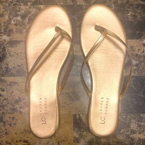 Rose gold Lauren Conrad flip flops